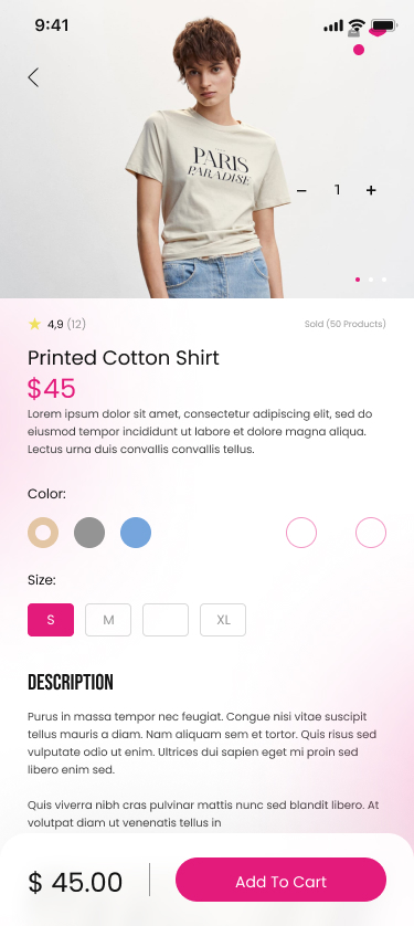 شاشة منتج إضافية في تطبيق TREANDY STORE